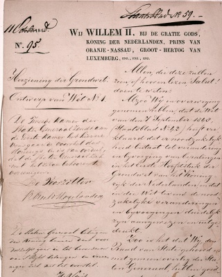 Koninklijk besluit over de invoering van de nieuwe grondwet (1848)